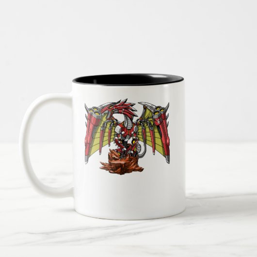 Dragon Robot Fantasy Futuristic Machine Tweekleurige Koffiemok (Links)