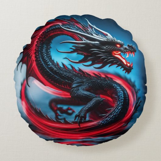 Dragon Rond Kussen (Voorkant)