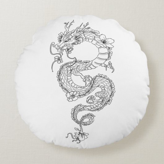 Dragon Rond Kussen (Voorkant)