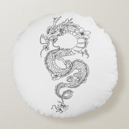 Dragon Rond Kussen (Achterkant)