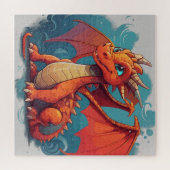 Dragon rood kunstwerk legpuzzel (Horizontaal)