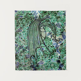 Dragon Rozen Groene Natuur Dragons Abstract Roos Wandkleed