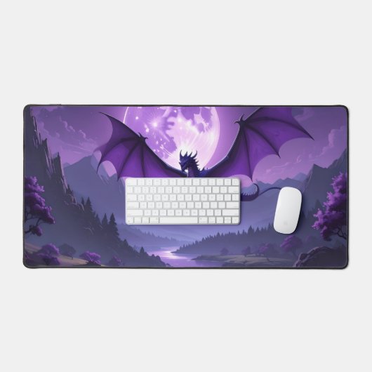 Dragon’s Night – Purple Fantasy Desk Mat 🌙🐉 (Keyboard & Muis)