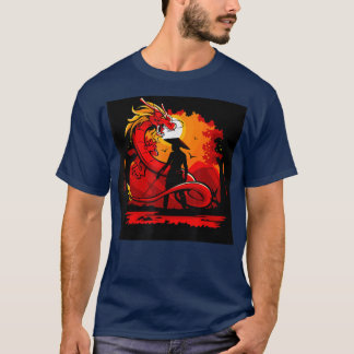 Dragon Samurai Knight Sword Red Mythical Fantasy S T-shirt