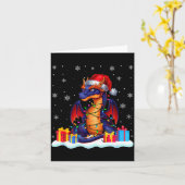 Dragon Santa Hat Christmas Tree Light Xmas Pajama  Kaart (Gele Bloem)