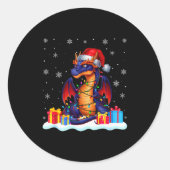 Dragon Santa Hat Christmas Tree Light Xmas Pajama  Ronde Sticker (Voorkant)