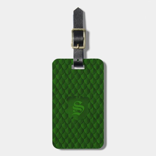 Dragon Scale Armor Emerald Green Monogram Bagagelabel (Voorkant verticaal)