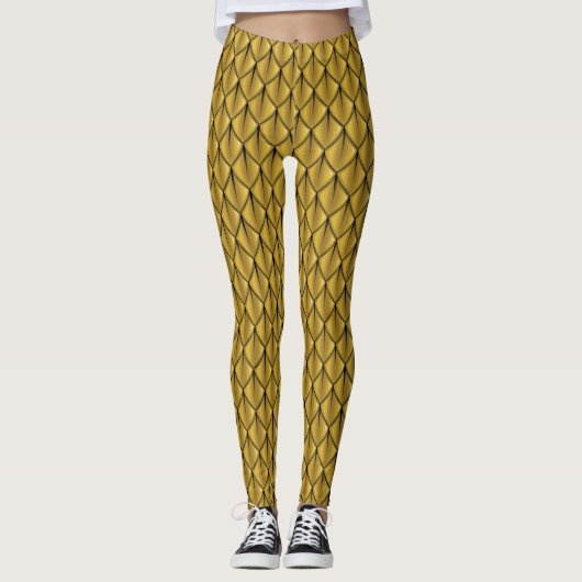 Dragon Scale (Gold) Fantasy Leggings (Voorkant)