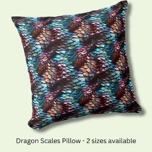 Dragon Scales Aqua Blue Crimson Brown Kussen