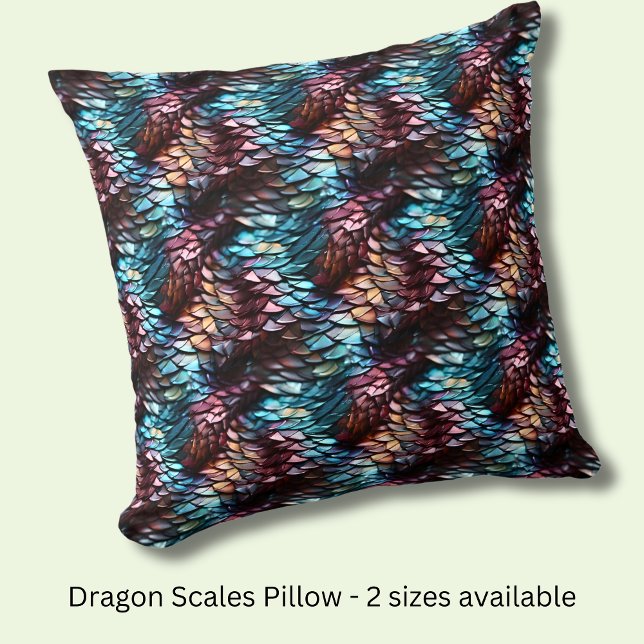 Dragon Scales Aqua Blue Crimson Brown Kussen (Creator heeft geüpload)
