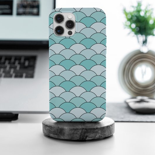 Dragon Scales, Fans, Waves, Seigaiha, Blue Case-Mate iPhone Case