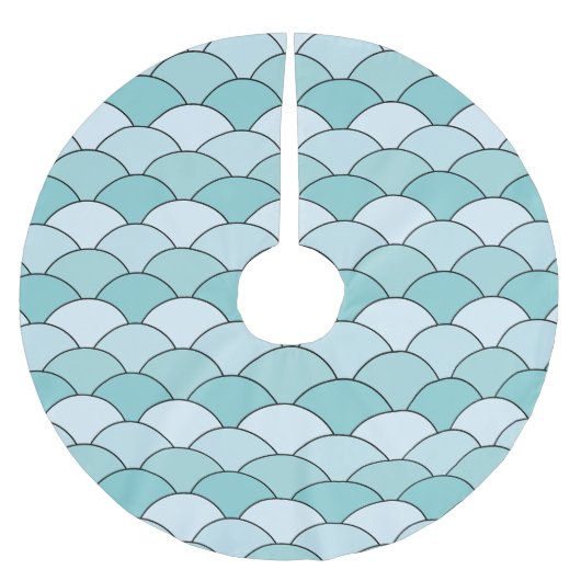 Dragon Scales, Fans, Waves, Seigaiha, Blue Kerstboom Rok (Voorkant)