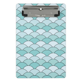Dragon Scales, Fans, Waves, Seigaiha, Blue Mini Klembord