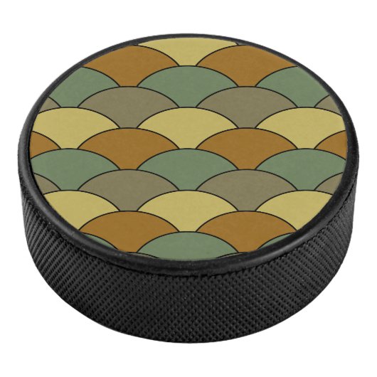 Dragon Scales, Fans, Waves, Seigaiha, Camouflage Hockey Puck (3/4)