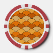 Dragon Scales, Fans, Waves, Seigaiha, Orange Poker Chips (Voorkant)