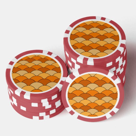 Dragon Scales, Fans, Waves, Seigaiha, Orange Poker Chips (Opstapeling)