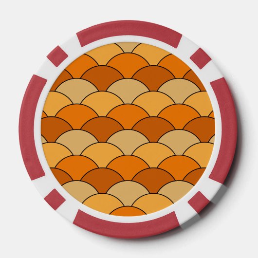 Dragon Scales, Fans, Waves, Seigaiha, Orange Poker Chips (Achterkant)