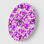 "Dragon Scales" — paars, warm roze en perzik Grote Klok (Hoek)