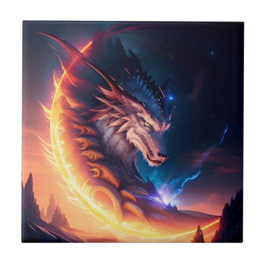 Dragon Scape Fire Night Tegeltje (Voorkant)
