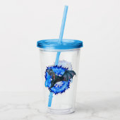 Dragon Serpent Ademend Vuur Blauwe Vlam Acryl Drinkbeker (Achterkant)