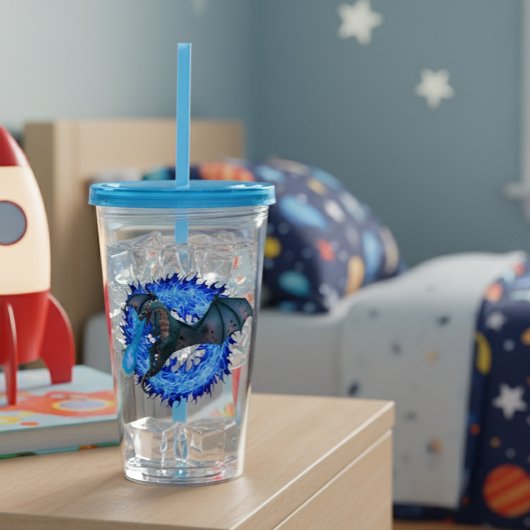 Dragon Serpent Ademend Vuur Blauwe Vlam Acryl Drinkbeker