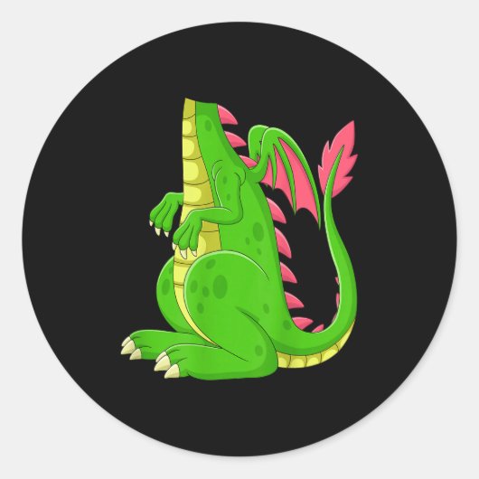Dragon Shirt Adult Men Women Kids Green Dragon Cos Ronde Sticker (Voorkant)