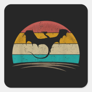 Dragon Shirt Retro Dragon Mythical Creatur Vierkante Sticker