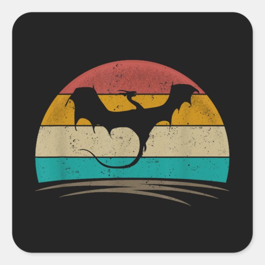 Dragon Shirt Retro Dragon Mythical Creatur Vierkante Sticker (Voorkant)