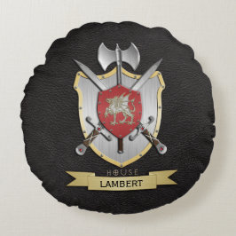 Dragon Sigil Battle Crest Black Rond Kussen