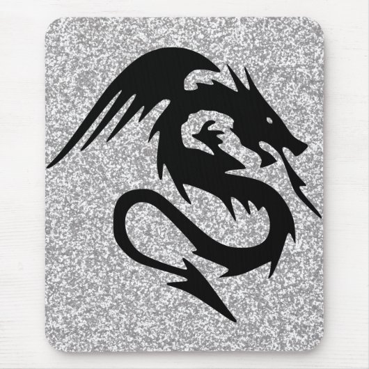 Dragon Silhouette aansluiten op zilver Muismat (Voorkant)