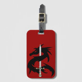 Dragon Silhouette en Sword Bagagelabel (Voorkant (verticaal))
