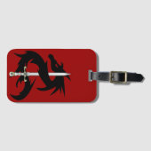 Dragon Silhouette en Sword Bagagelabel (Voorkant (horizontaal))