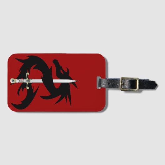 Dragon Silhouette en Sword Bagagelabel (Voorkant (horizontaal))