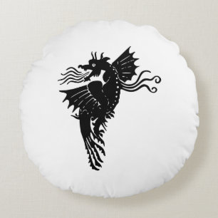 Dragon Silhouette Spirit Animal Totem Embleem Thro Rond Kussen