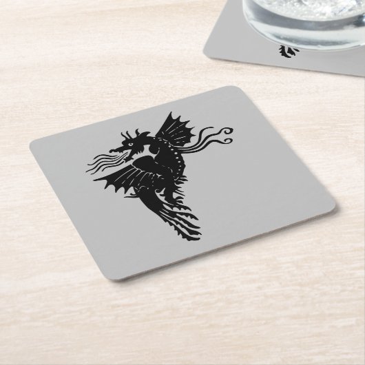 Dragon Silhouette Spirit Animal Totem Emblem Kartonnen Onderzetters (Schuin)