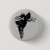 Dragon Silhouette Spirit Animal Totem Emblem Ronde Button 3,2 Cm (Voorkant)