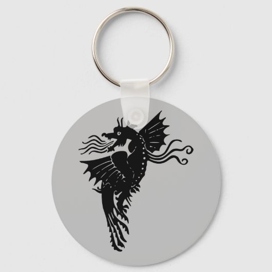 Dragon Silhouette Spirit Animal Totem Emblem Sleutelhanger (Voorkant)