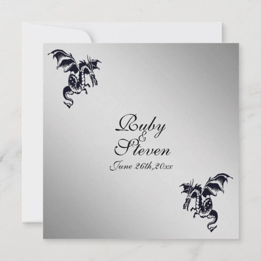 Dragon Silver Wedding Uitnodiging (Achterkant)