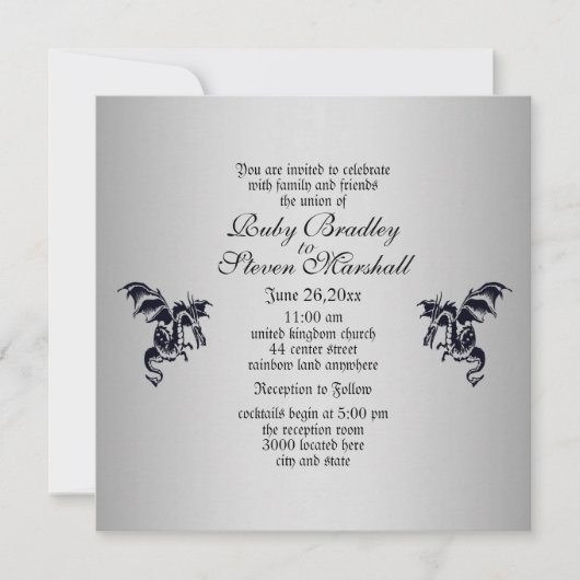Dragon Silver Wedding Uitnodiging (Voorkant)