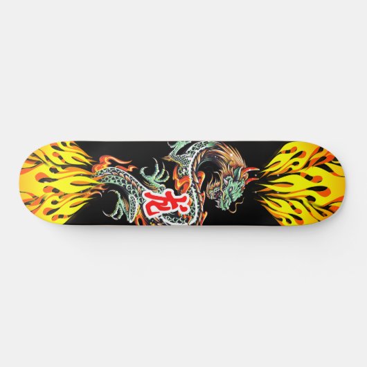 Dragon Skateboard met Flames (Horizontaal)