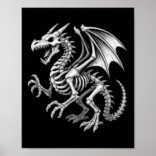 Dragon Skeleton Halloween Fantasy Boys Meisjes Kin Poster (Voorkant)