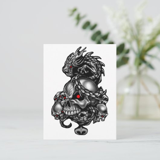 Dragon Skulls Briefkaart (Staand voorkant)