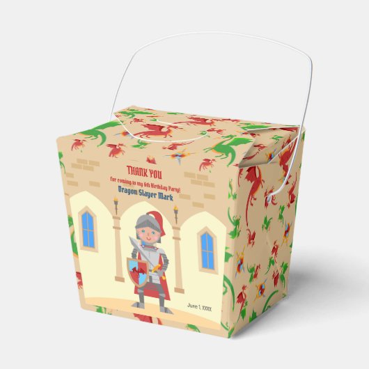 Dragon Slayer Knight Boy Verjaardagsfeestje Bedankdoosjes (Voorkant Zijde)