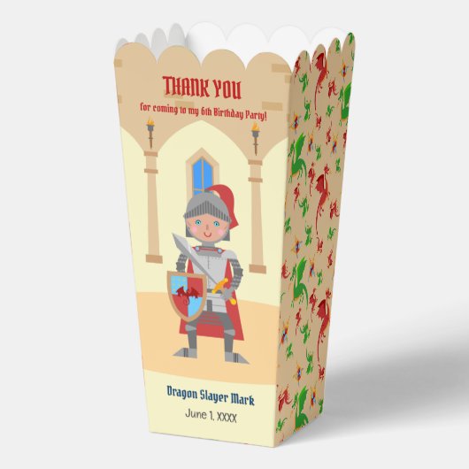 Dragon Slayer Knight Boy Verjaardagsfeestje Bedankdoosjes (Voorkant)