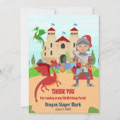 Dragon Slayer Knight Boy Verjaardagsfeestje Bedankkaart (Voorkant)