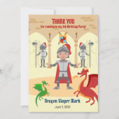 Dragon Slayer Knight Boy Verjaardagsfeestje Bedankkaart (Voorkant)