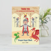 Dragon Slayer Knight Boy Verjaardagsfeestje Bedankkaart (Staand voorkant)