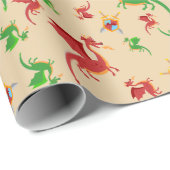 Dragon Slayer Knight Boy Verjaardagsfeestje Cadeaupapier (Rol Hoek)