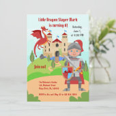 Dragon Slayer Knight Boy Verjaardagsfeestje Kaart (Staand voorkant)