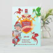 Dragon Slayer Knight Boy Verjaardagsfeestje Kaart (Staand voorkant)